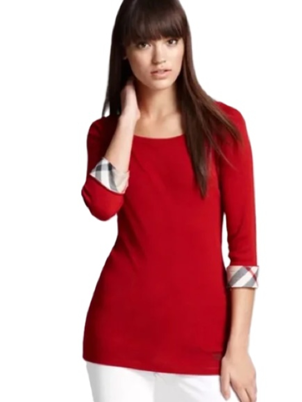 Burberry Brit 3/4 Sleeve Stretch-Cotton Top